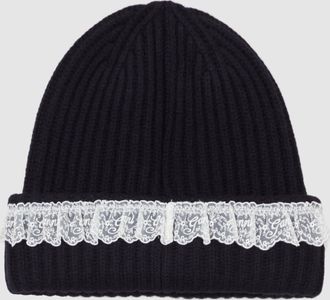 Ganni Bonnet Compact Wool Lace Sky Captain