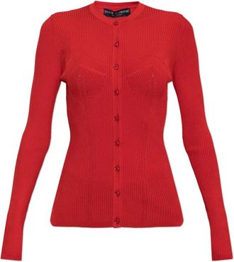 Dolce & Gabbana Fitted Cardigan - Dames - Vesten - Rood - L - Truien & Vesten