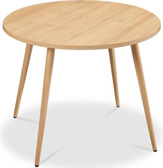 Best Choice Products Round Mid-Century Modern 35.5in Dining Table, Dinette for Home or Kitchen w/Wood Finish Steel Legs