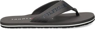 Tommy Hilfiger Webbing logo-print flip-flops - men - Polyester/Polyester/Polyethylene vinyl acetate (PEVA) - 44 - Grey
