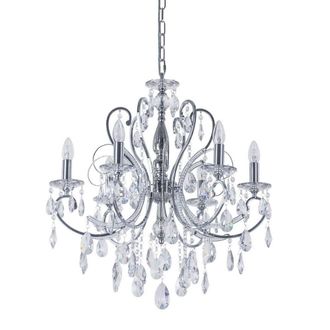 Netlighting Classic Chandeliers Chrome 6 Light with Crystal Shade E14 in Silver