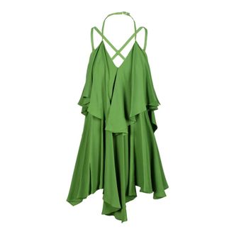 Dondup Korte Jurk met Gedraaide Halslijn aan de Achterkant - Dames - Feestkleedjes - Groen - M - Kleedjes