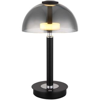 Globo Lighting Uldin Lámpara de mesa LED con pantalla de cristal ahumado negro mate 3000K