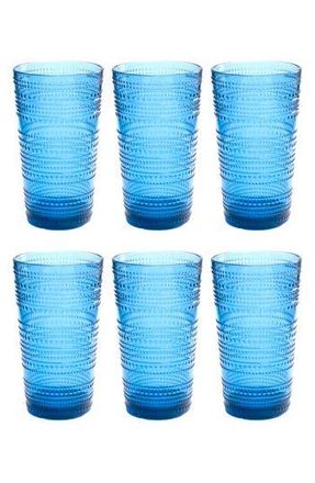 TarHong Beaded Set of 6 Jumbo Drinking Glasses in Blue at Nordstrom Rack