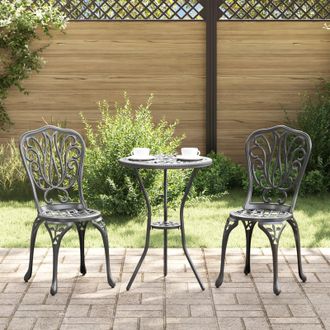 Berkfield Home 3-Piece Garden Bistro Set in Black Cast Aluminum