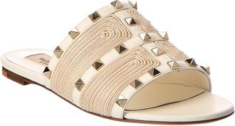 Valentino Rockstud Leather-Trim Sandal