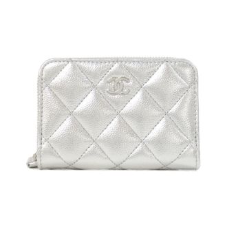 Chanel Silver Grained Calfskin Coin Purse/Coin Case (Pre-Owned)