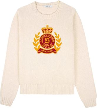 Sporty & Rich Wollen Trui - Dames - Ronde hals truien - Beige - XS - Wol - Truien & Vesten