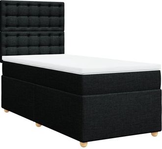 vidaXL Vidaxl - Cama Box Spring Con Colch&oacute;n Tela Negro 90x200 Cm