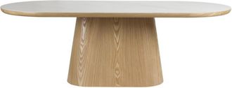 Mathi Design Mesa ovalada de roble con tapa de m&aacute;rmol L200