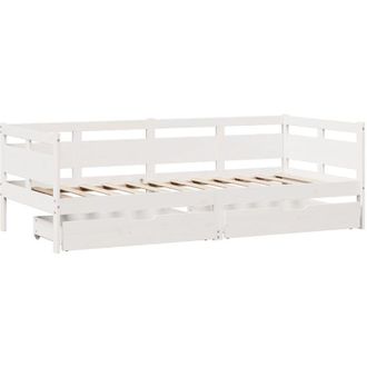 vidaXL Sof&aacute; Cama Con Cajones Madera Maciza De Pino Blanca 90x190 Cm Vidaxl
