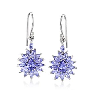 Ross-Simons Tanzanite Drop Earrings in Sterling Silver