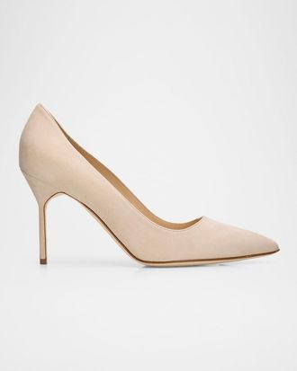 Manolo Blahnik 90mm BB Suede Pointed-Toe Pumps