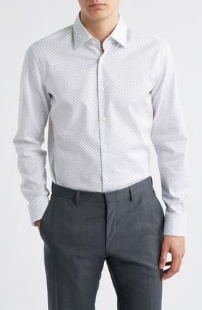 BOSS Hank Kent Slim Fit Stretch Cotton Dresss Shirt in White at Nordstrom Rack, Size 17.5 - R