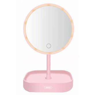 OEM Espejo Redondo Maquillaje - Iluminaci&oacute;n Led 3 Colores - Control T&aacute;ctil - Base Con Compartimento De Almacenamiento - Para Ba&ntilde;o Oficina Estaci&oacute;n De Bell