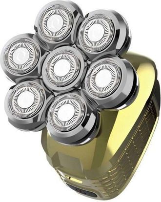 OEM Afeitadora El&eacute;ctrica 7 Cabezas Rotativas Precisa Recargable En Modo H&uacute;medo Y Seco Dorada