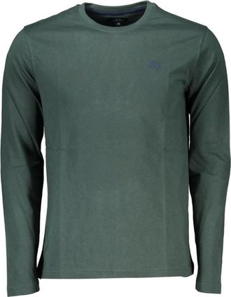 La Martina Groene Longsleeve Casual T-shirt - Heren - Longsleeves - Groen - L - Katoen - Tops