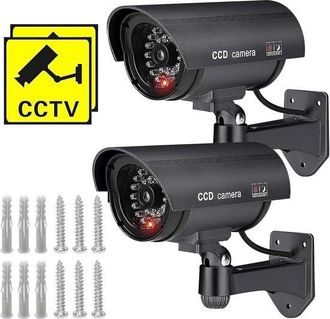 OEM 2 C&aacute;maras De Seguridad Falsas Giratorias Con Led Rojo Intermitente Para Uso Interior Y Exterior