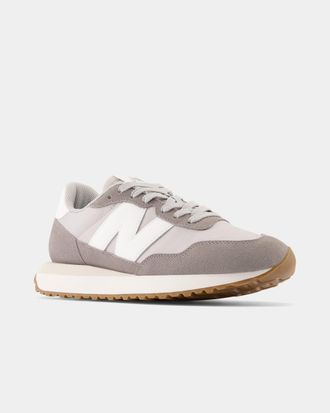 New Balance Womens Trainers Logo Detail in Light Grey Suede - Size UK 4