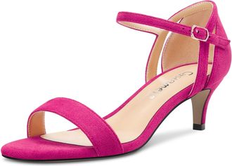 Castamere Women Mid Heel Open Toe Ankle Strap Sandals Wedding Prom 5 CM Heels Magenta 10 UK