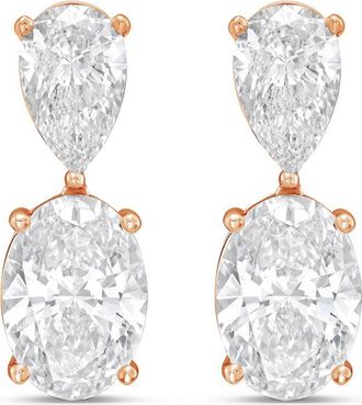 Diana M. Jewels 14K Rose Gold 20.00 Cts of Lab grown pear and oval shape diamond drop earrings