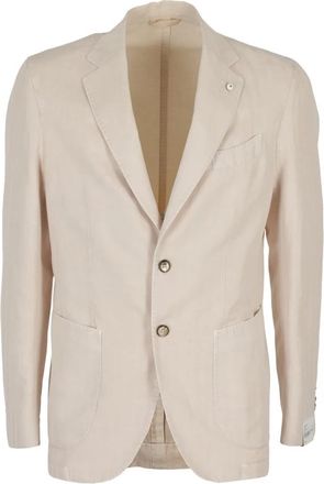 L.B.M. 1911 Katoen Lyocell Blouse - Heren - Blazers - Beige - S - Katoen - Jassen
