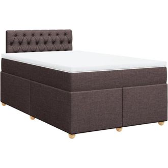 vidaXL Cama Box Spring Con Colch&oacute;n Tela Marr&oacute;n Oscuro 120x200 Cm Vidaxl