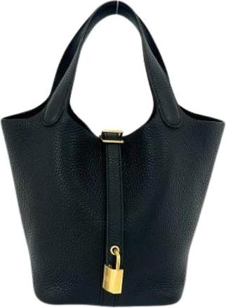 Herm&egrave;s Pre-owned Picotin Lock PM Taurillon Clemence Handbag - Dames - Vintage Tas - Zwart - ONE Size - Leer - Vintage