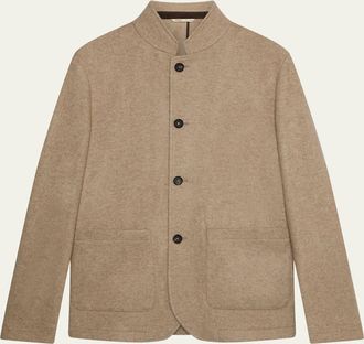 Maurizio Baldassari Mens Cashmere Stand Collar Four-Button Chore Jacket