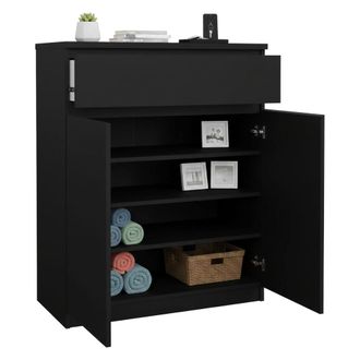 Dmora Dmora - Aparador Genziana, Buf&eacute; De Sal&oacute;n, Aparador De Sal&oacute;n, Despensa De Cocina, 80x40 H100 Cm, Negro