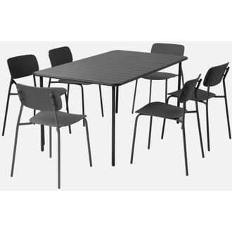 Sweeek Set tavolo da giardino in metallo con 6 sedie