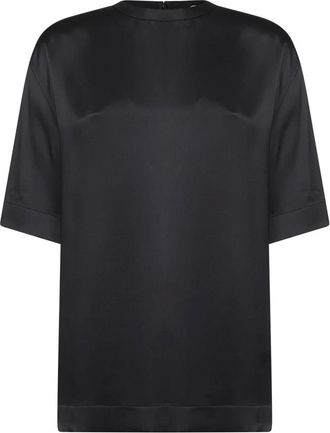 Toteme Overhemden, Dames, Zwart, M, Oversized Viscose Blouse