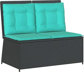 vidaXL Panchina Da Giardino Nero Polyrattan Vidaxl