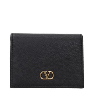 Valentino Garavani Damens Geldb&ouml;rse Leder Schwarz