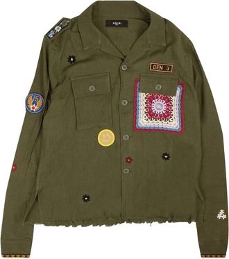 Amiri Womens Patch Military Jacket In Olive