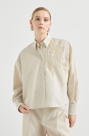 Brunello Cucinelli Shirt with dazzling seabed embroidery in Panama at Nordstrom, Size Xx-Small Eu