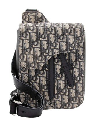 Dior Blue Leather Oblique Saddle Messenger (Authentic Pre-Loved)