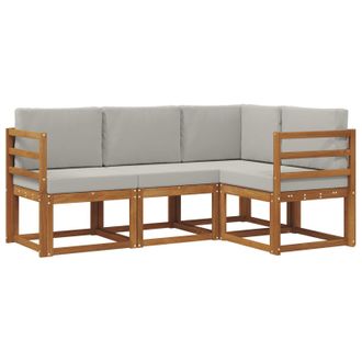 vidaXL Conjunto De Sof&aacute;s De Exterior 4 Pcs Gris Natural Y Claro Vidaxl