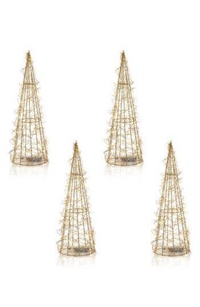 Zodax Set of 4 Holiday LED Wired Trees in Gold at Nordstrom Rack