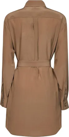 Burberry Womens Shirt Dress Camel Silk