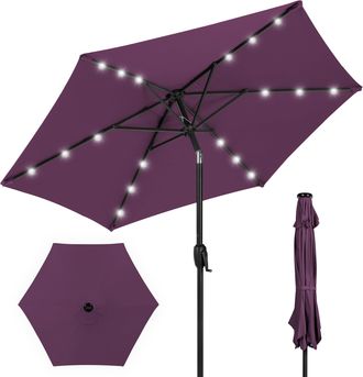 Best Choice Products 7.5ft Outdoor Solar Patio Umbrella for Deck, Pool w/ Tilt, Crank, LED Lights