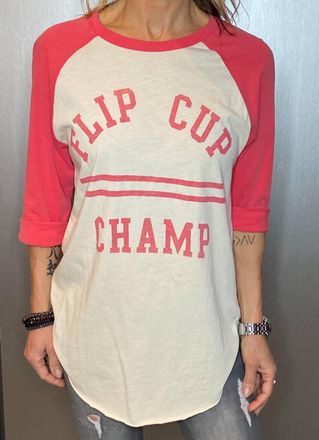 Junk Food Flip Cup Champ Baseball Graphic Tee In White