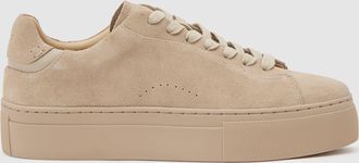 Reiss Taupe Leather Low-top Trainers, X11