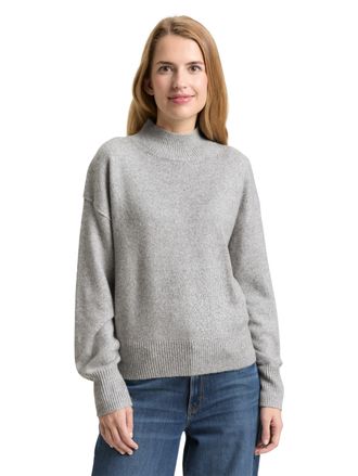 Tom Tailor Strickpullover TOM TAILOR, Damen, Gr. XXL, medium silber grau, Strick, Obermaterial: 47% Polyester, 47% Viskose, 6% Polyamid, unifarben, regular fit n