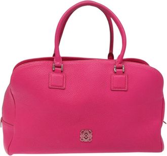 Loewe Vintage Anagram Leather Pink Leather Handbag (Pre-Owned)