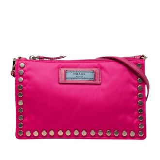 Prada Pre-owned Etiquette Crossbody Bag - Dames - Pre-owned - Roze - Maat: ONE Size Leer