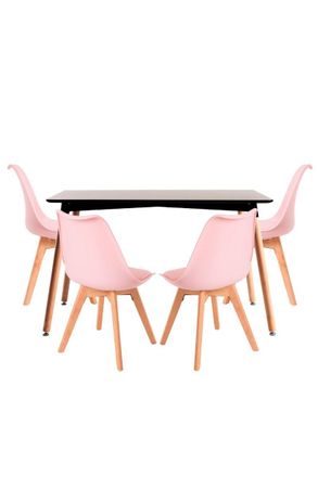 Regalos Miguel Regalos Miguel - Conjuntos De Mesa Y Sillas - Conjunto Mesa Tower Rectangular 120 X 80 Cm Negra Y Pack 4 Sillas Synk Basic - Rosa
