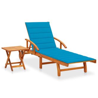 vidaXL Tumbona De Jard&iacute;n Con Mesa Y Coj&iacute;n Madera Maciza De Acacia Vidaxl
