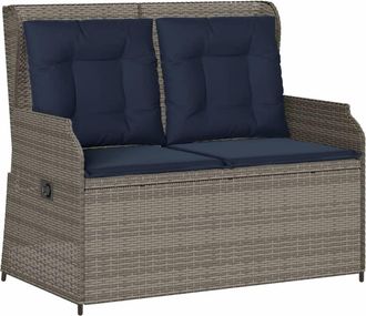 vidaXL Banco De Jard&iacute;n Reclinable Con Cojines, Polirat&aacute;n Gris Vidaxl