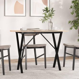 vidaXL Mesa De Comedor Marco X Madera Maciza Pino Y Acero 100x50x75cm Vidaxl